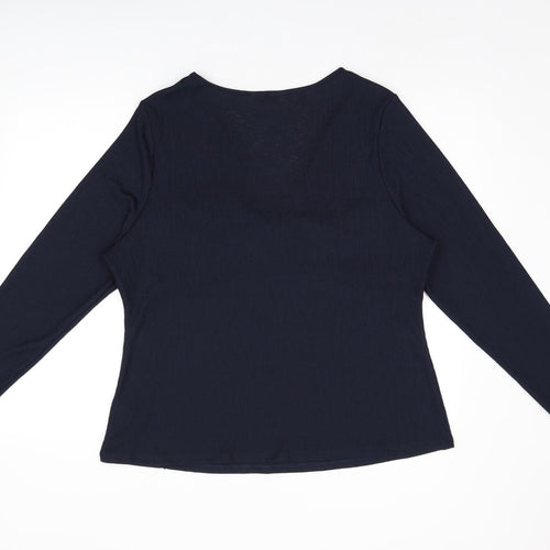 Marks and Spencer Womens Blue Polyester Basic Blouse Size 22 V-Neck