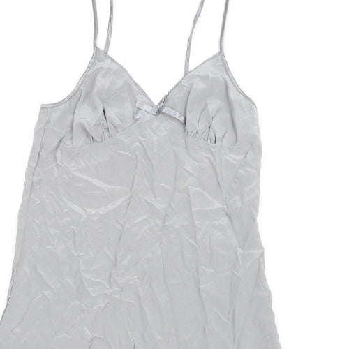 Hush Womens Grey Silk Slip Dress Size M V-Neck Pullover - Lace Trim