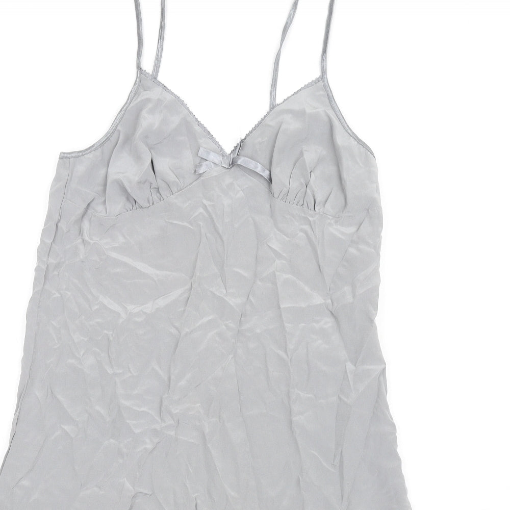 Hush Womens Grey Silk Slip Dress Size M V-Neck Pullover - Lace Trim