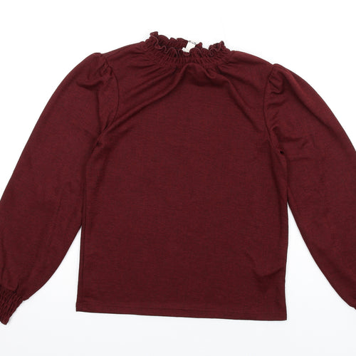 River Island Womens Red Polyester Basic T-Shirt Size 6 Mock Neck