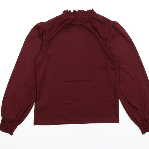 River Island Womens Red Polyester Basic T-Shirt Size 6 Mock Neck