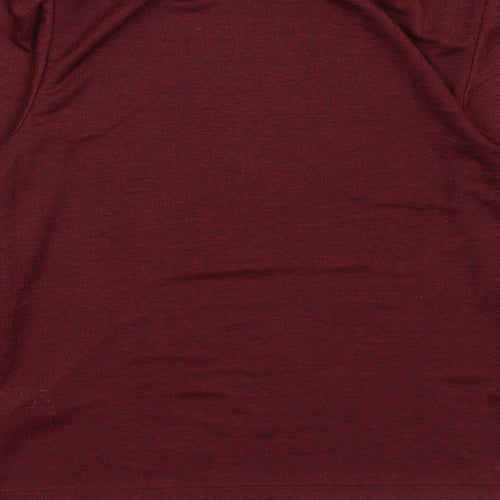 River Island Womens Red Polyester Basic T-Shirt Size 6 Mock Neck
