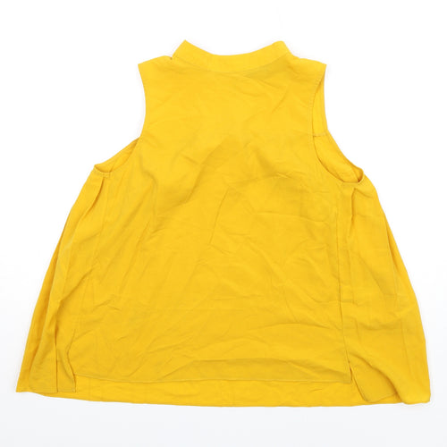 French Connection Womens Yellow Polyester Basic Blouse Size 8 Round Neck