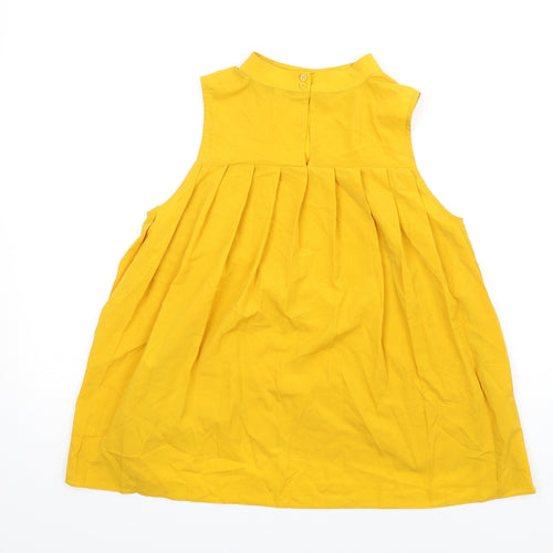 French Connection Womens Yellow Polyester Basic Blouse Size 8 Round Neck