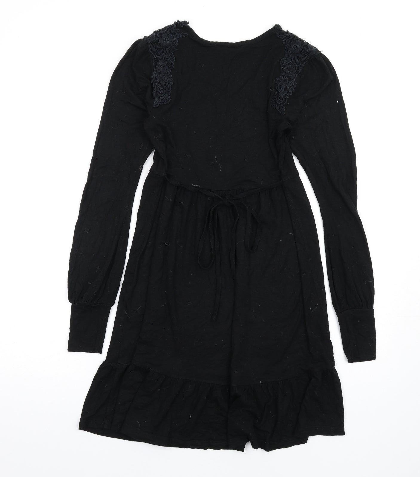 Warehouse Womens Black Viscose A-Line Size 8 V-Neck Pullover