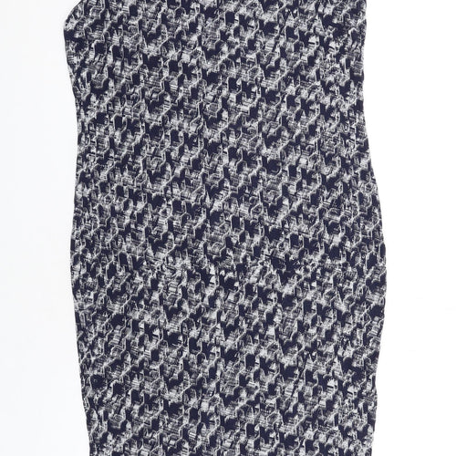 NEXT Womens Blue Geometric Viscose Bodycon Size 14 Round Neck Pullover