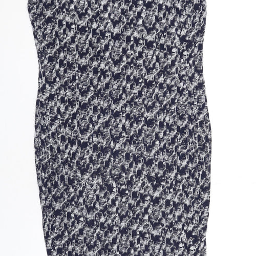 NEXT Womens Blue Geometric Viscose Bodycon Size 14 Round Neck Pullover
