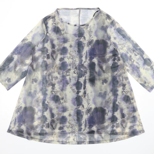 Yours Womens Blue Tie Dye Polyester A-Line Size 16 Round Neck Pullover