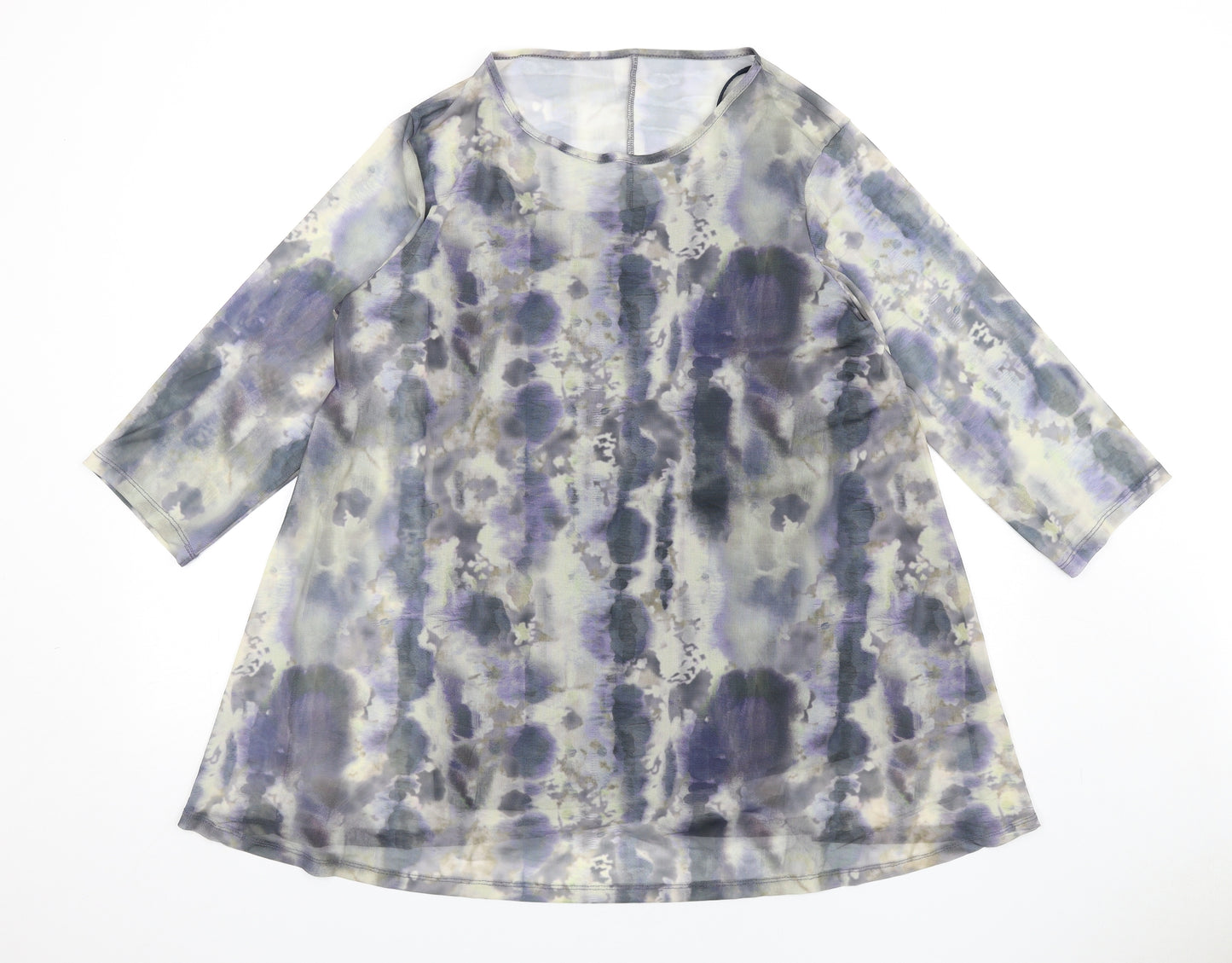 Yours Womens Blue Tie Dye Polyester A-Line Size 16 Round Neck Pullover