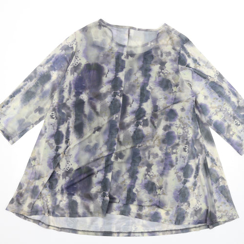 Yours Womens Blue Tie Dye Polyester A-Line Size 16 Round Neck Pullover