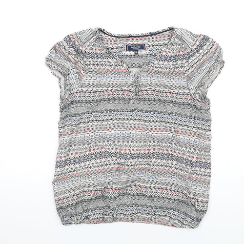 Maine Womens Multicoloured Geometric Viscose Basic T-Shirt Size 14 V-Neck