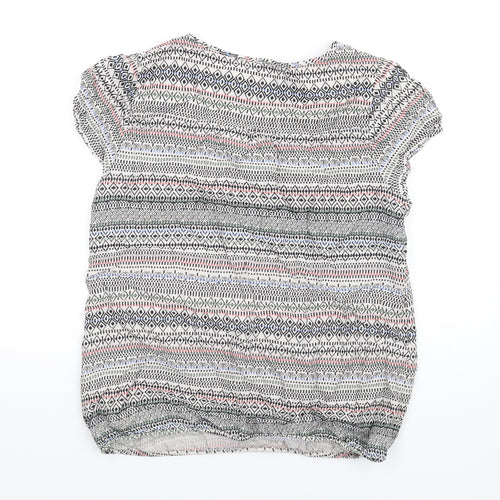 Maine Womens Multicoloured Geometric Viscose Basic T-Shirt Size 14 V-Neck