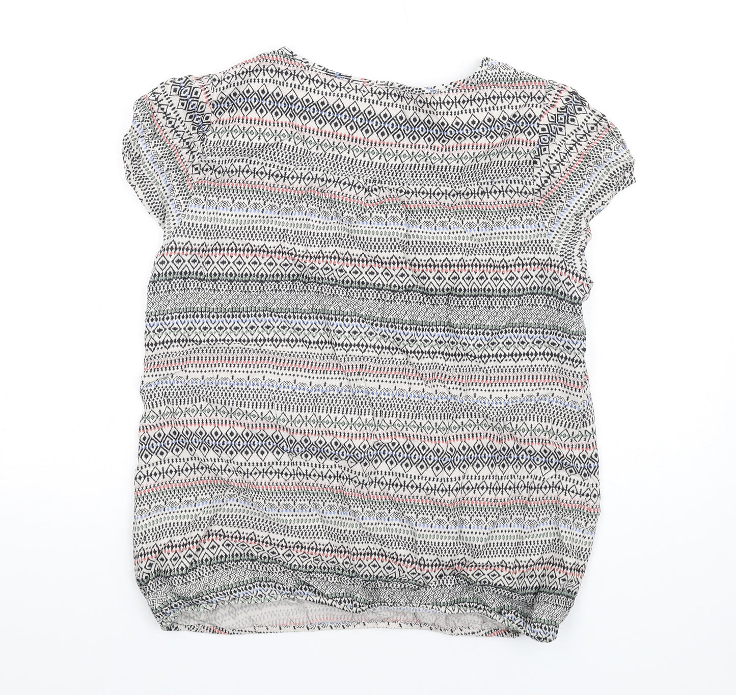 Maine Womens Multicoloured Geometric Viscose Basic T-Shirt Size 14 V-Neck