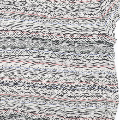 Maine Womens Multicoloured Geometric Viscose Basic T-Shirt Size 14 V-Neck