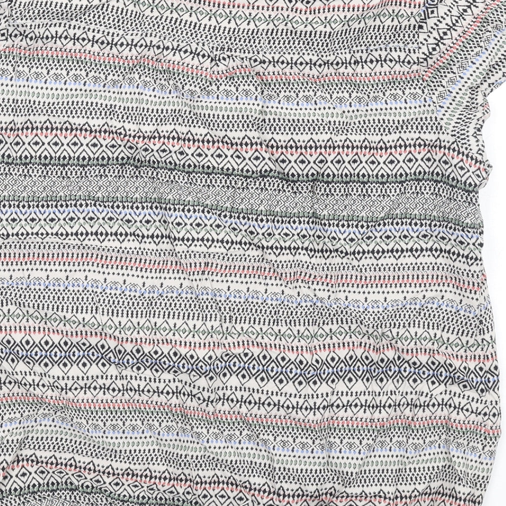 Maine Womens Multicoloured Geometric Viscose Basic T-Shirt Size 14 V-Neck
