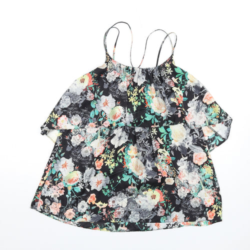 River Island Womens Multicoloured Floral Polyester Camisole T-Shirt Size 6 Scoop Neck