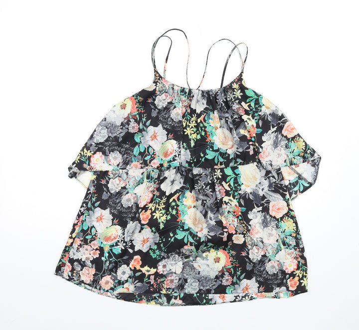 River Island Womens Multicoloured Floral Polyester Camisole T-Shirt Size 6 Scoop Neck