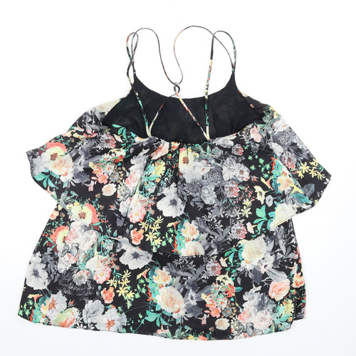 River Island Womens Multicoloured Floral Polyester Camisole T-Shirt Size 6 Scoop Neck