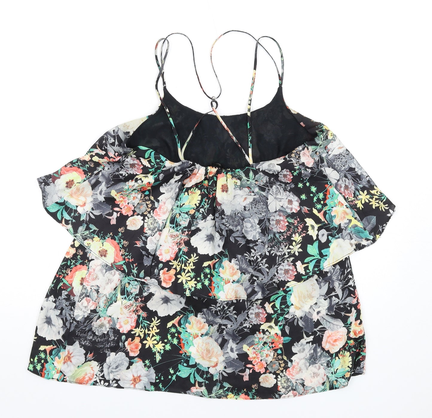 River Island Womens Multicoloured Floral Polyester Camisole T-Shirt Size 6 Scoop Neck