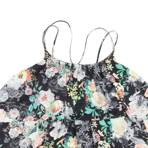 River Island Womens Multicoloured Floral Polyester Camisole T-Shirt Size 6 Scoop Neck
