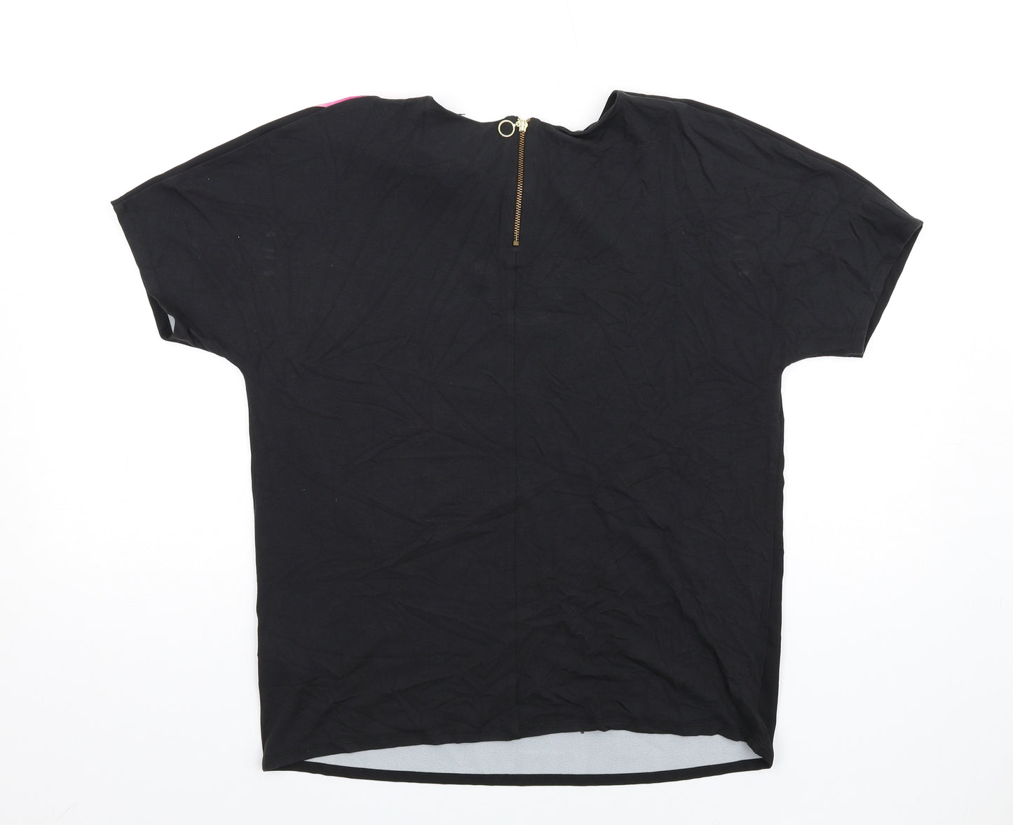 Autograph Womens Black Polyester Basic T-Shirt Size 10 Roll Neck
