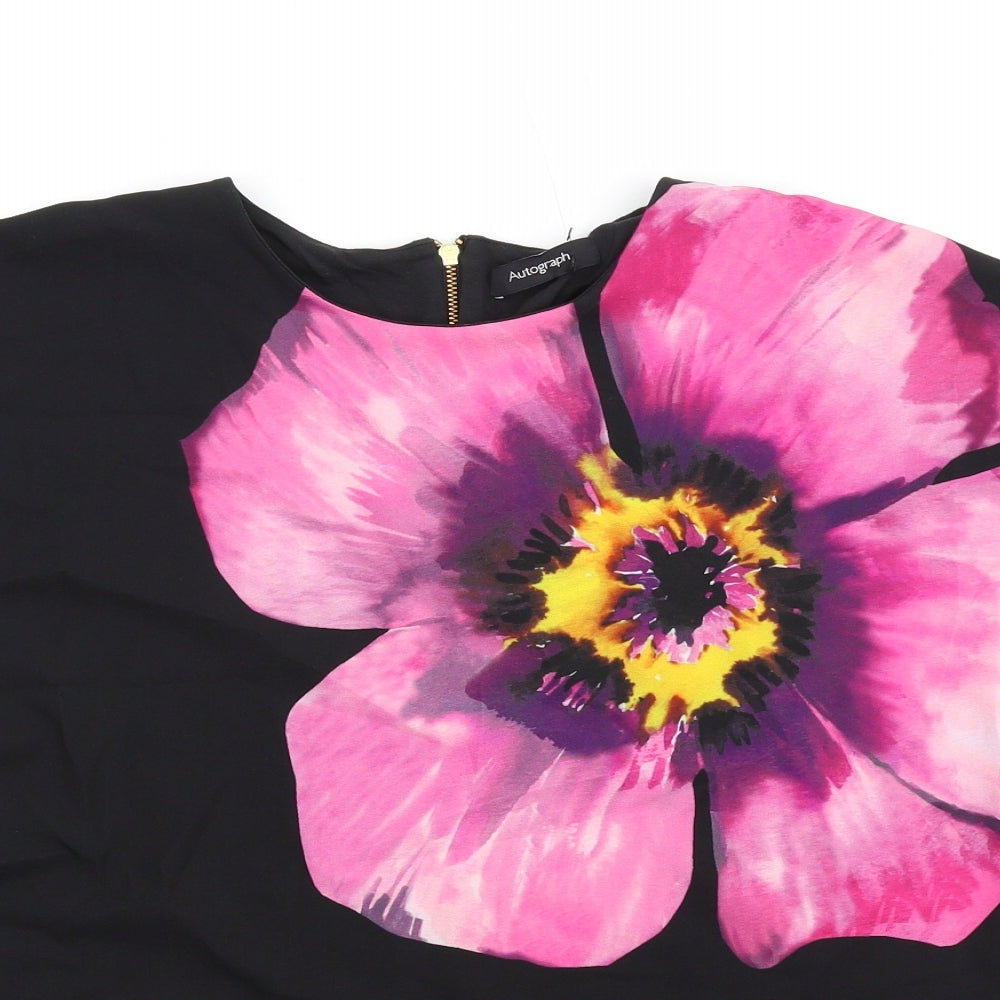 Autograph Womens Black Polyester Basic T-Shirt Size 10 Roll Neck