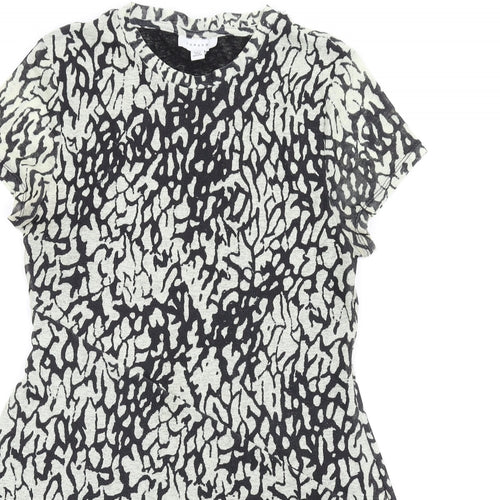 Topshop Womens Black Geometric Polyester A-Line Size 14 Round Neck Pullover