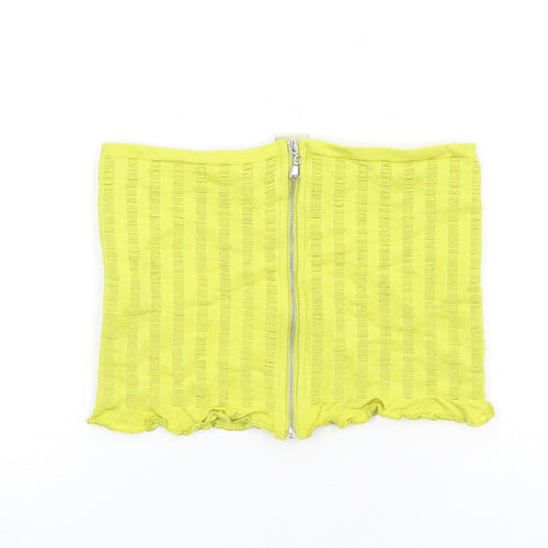 Urban Outfitters Womens Yellow Polyester Cropped T-Shirt Size L Square Neck