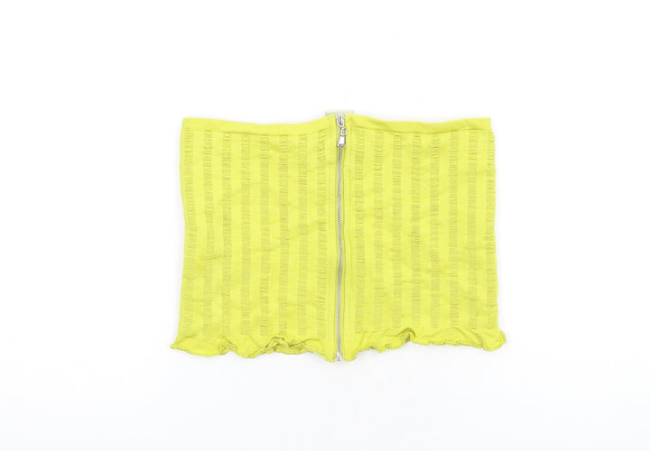 Urban Outfitters Womens Yellow Polyester Cropped T-Shirt Size L Square Neck