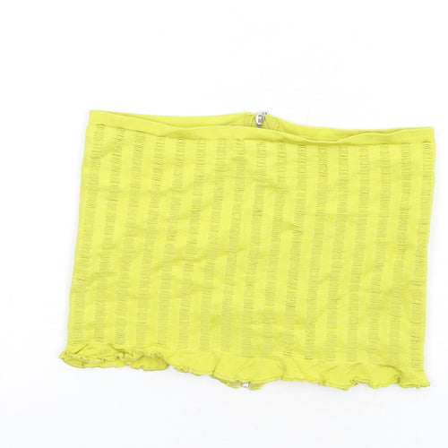 Urban Outfitters Womens Yellow Polyester Cropped T-Shirt Size L Square Neck