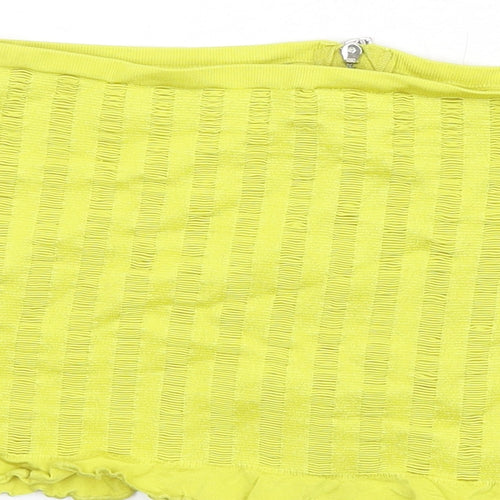 Urban Outfitters Womens Yellow Polyester Cropped T-Shirt Size L Square Neck