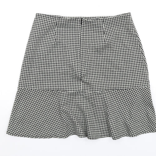 Gap Womens Black Geometric Cotton A-Line Skirt Size 10 Zip - Houndstooth