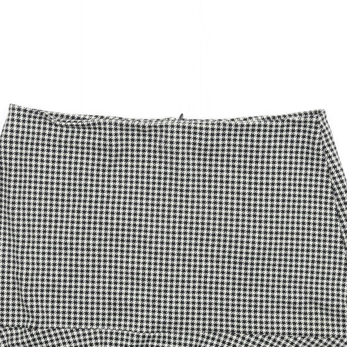 Gap Womens Black Geometric Cotton A-Line Skirt Size 10 Zip - Houndstooth