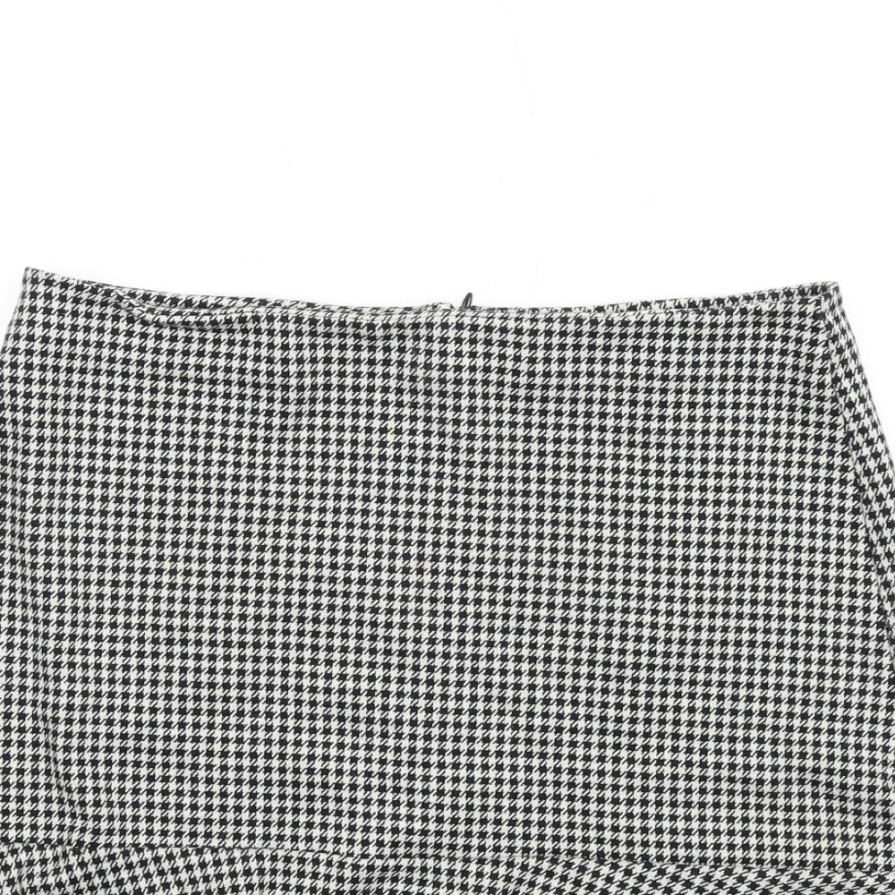 Gap Womens Black Geometric Cotton A-Line Skirt Size 10 Zip - Houndstooth