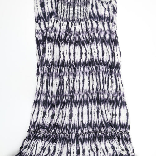 New Look Womens Blue Tie Dye Cotton Maxi Size 26 Scoop Neck Pullover - Beaded Neckline