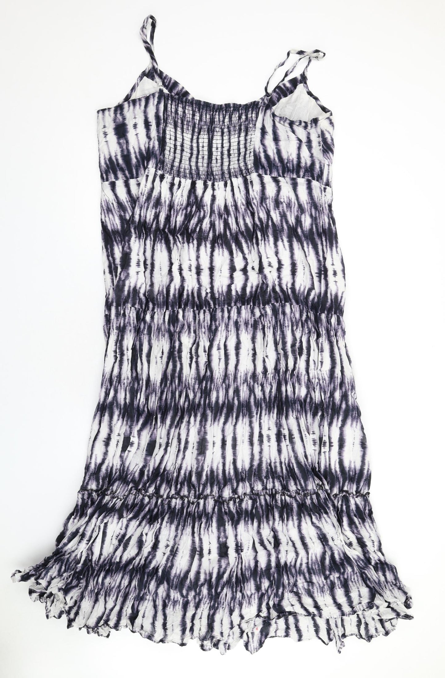 New Look Womens Blue Tie Dye Cotton Maxi Size 26 Scoop Neck Pullover - Beaded Neckline