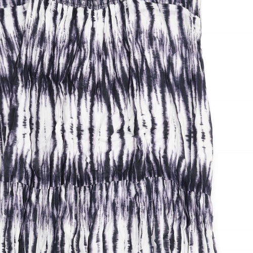 New Look Womens Blue Tie Dye Cotton Maxi Size 26 Scoop Neck Pullover - Beaded Neckline