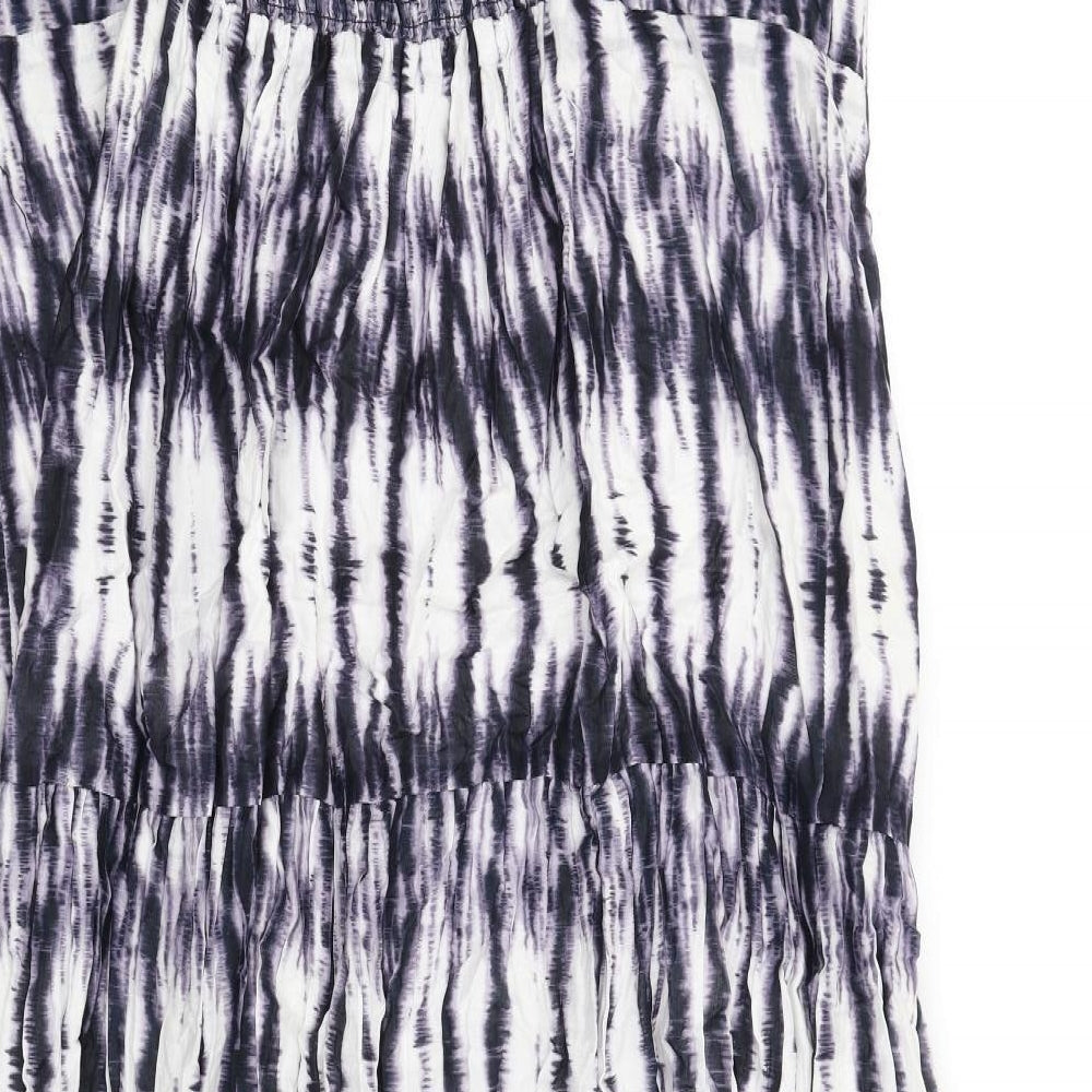 New Look Womens Blue Tie Dye Cotton Maxi Size 26 Scoop Neck Pullover - Beaded Neckline