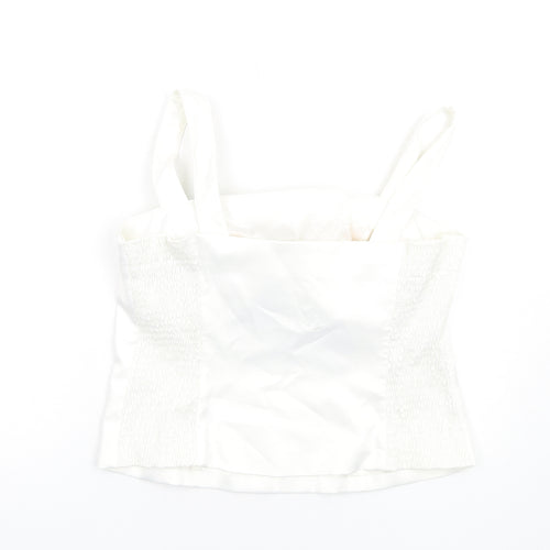 Libra Womens Ivory Polyester Basic T-Shirt Size 14 Square Neck