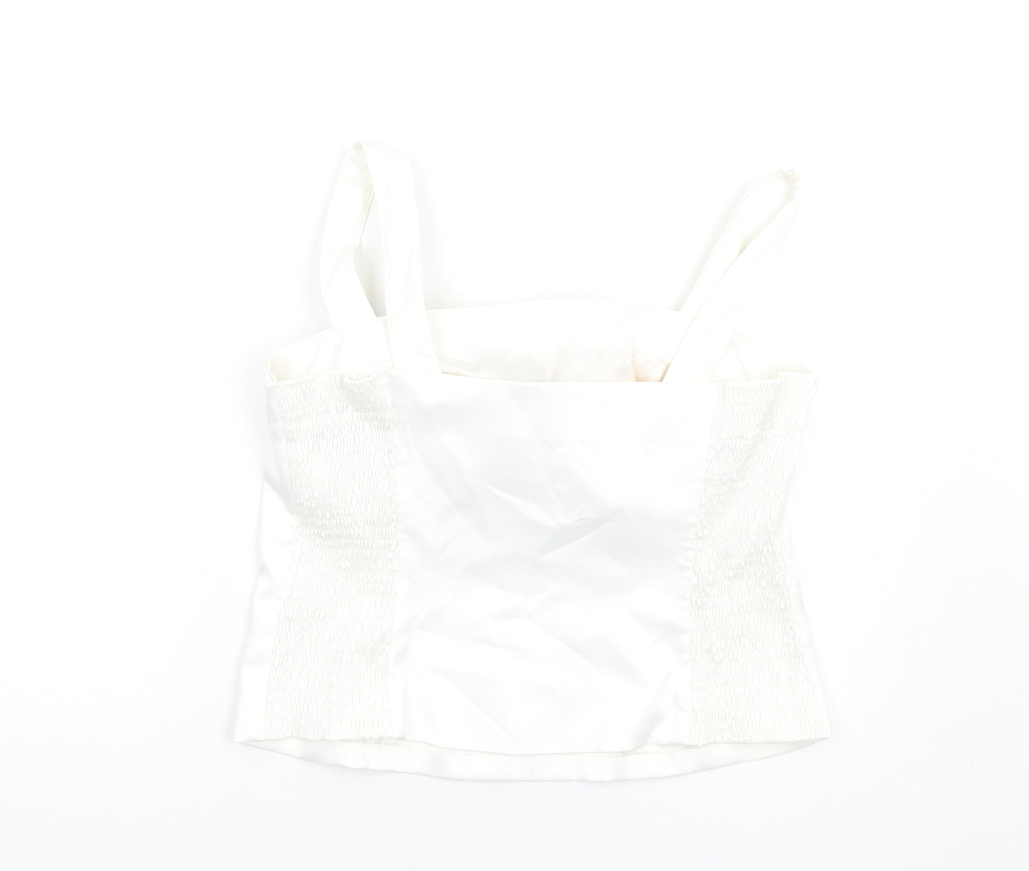 Libra Womens Ivory Polyester Basic T-Shirt Size 14 Square Neck