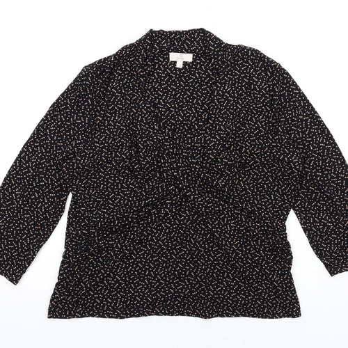 CC Womens Black Geometric Viscose Basic T-Shirt Size L V-Neck