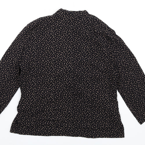 CC Womens Black Geometric Viscose Basic T-Shirt Size L V-Neck