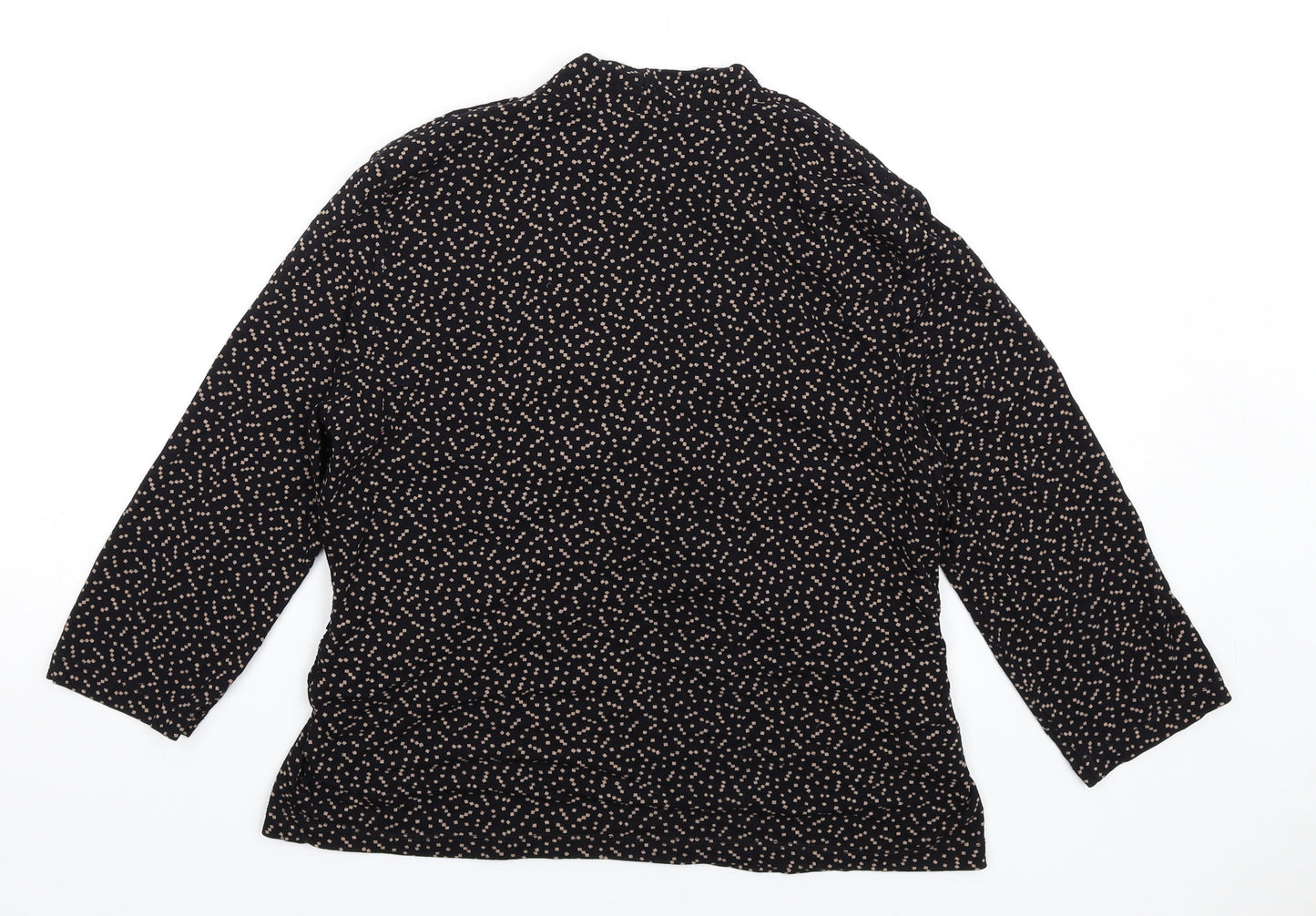 CC Womens Black Geometric Viscose Basic T-Shirt Size L V-Neck
