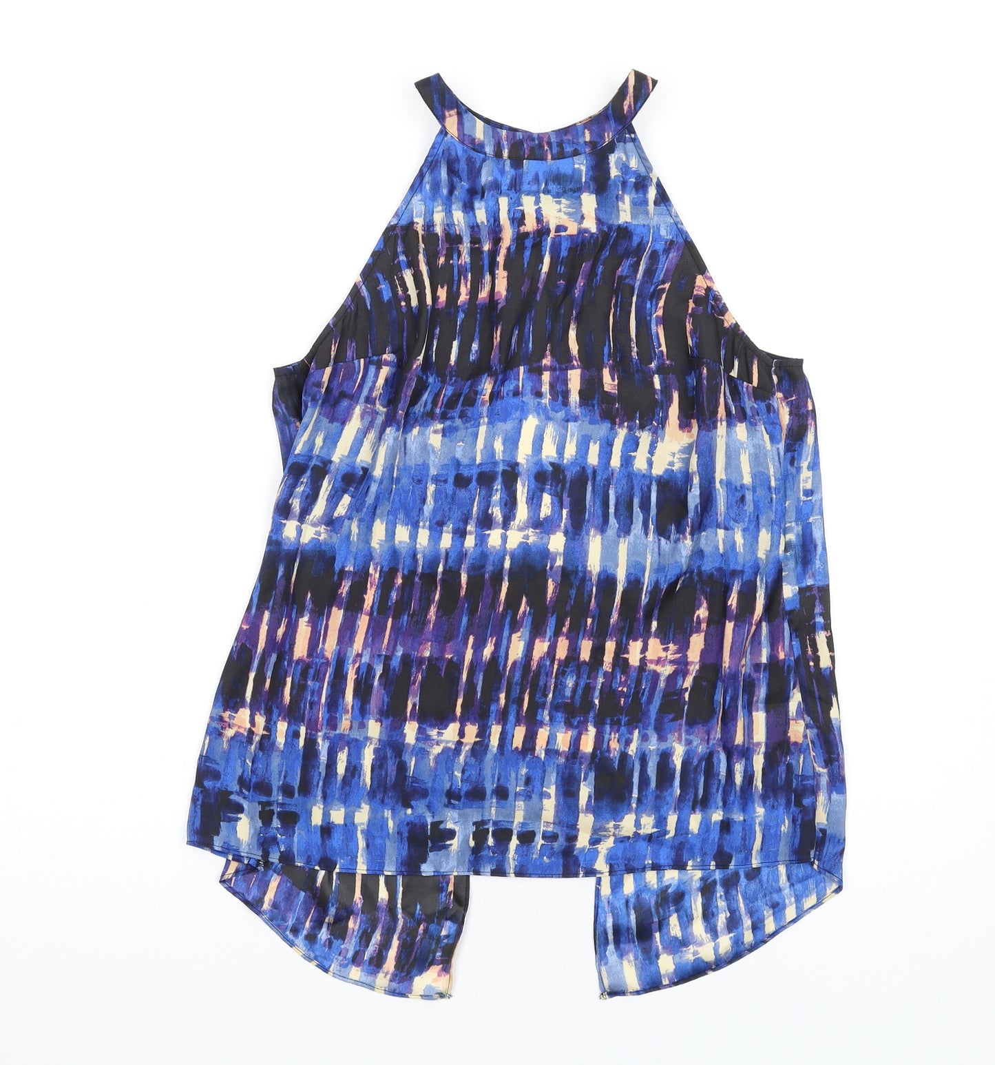 BB Dakota Womens Blue Geometric Polyester Basic Tank Size XS Round Neck