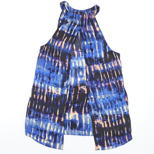 BB Dakota Womens Blue Geometric Polyester Basic Tank Size XS Round Neck