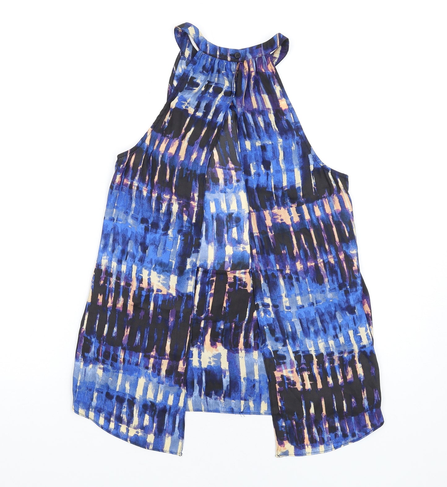 BB Dakota Womens Blue Geometric Polyester Basic Tank Size XS Round Neck