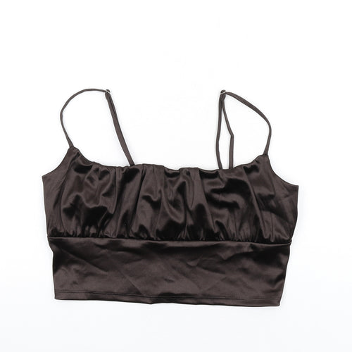 H&M Womens Brown Polyester Camisole T-Shirt Size L Scoop Neck
