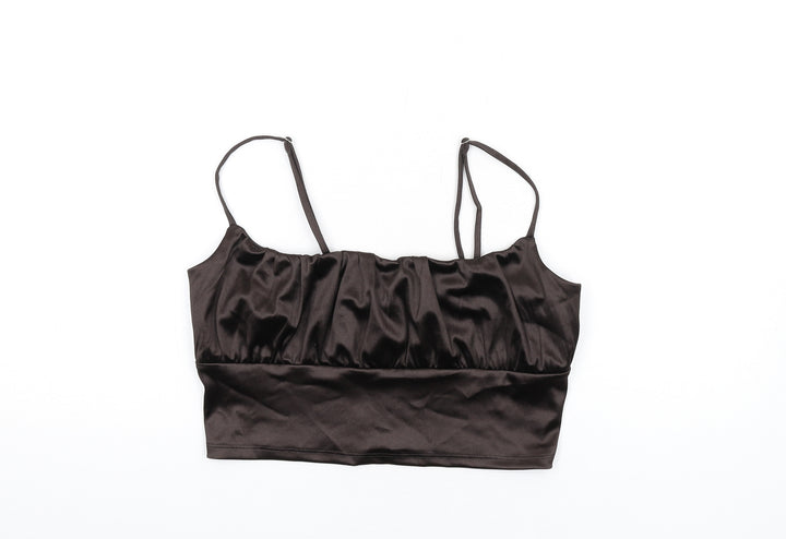 H&M Womens Brown Polyester Camisole T-Shirt Size L Scoop Neck