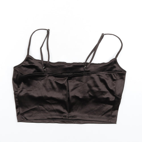 H&M Womens Brown Polyester Camisole T-Shirt Size L Scoop Neck