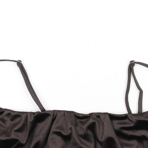 H&M Womens Brown Polyester Camisole T-Shirt Size L Scoop Neck